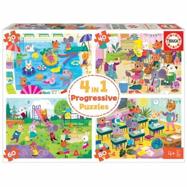 Puzle progressiu. Un dia a l'escola.