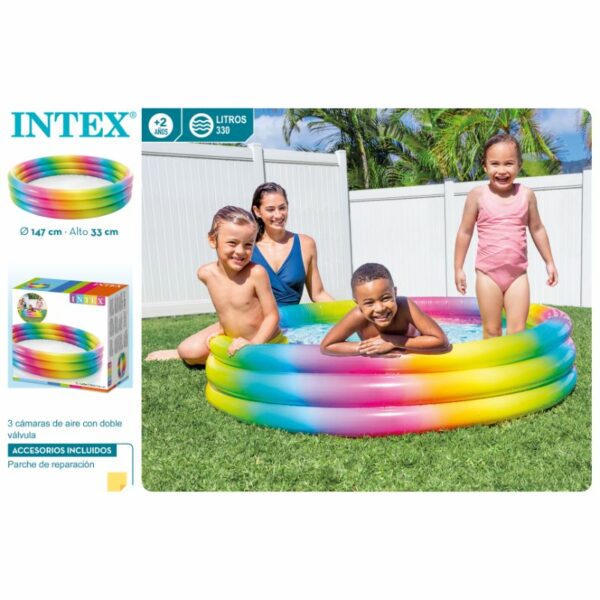 Piscina inflable infantil multicolor.