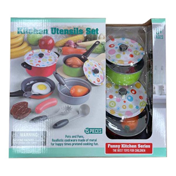 Set de cazuelas y alimentos