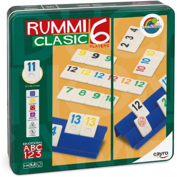 RUMMY CLASSIC 6 JUGADORS METAL BOX
