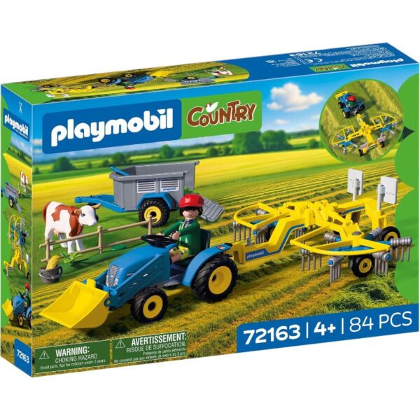 Tractor pequeño con Remolque y Rastrillo 72163