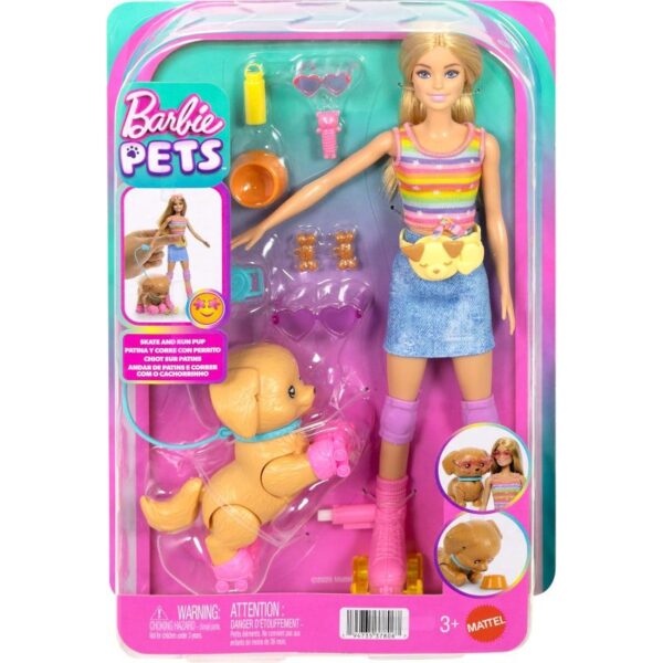 Barbie patina i corre amb el gos